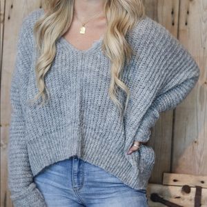 Free People Light Grey Oversized Sweater
